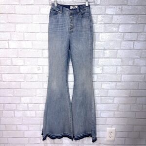 We The Free Bell Flare High Rise Jeans Size‎ 25 Button Fly Hippie Stretch Retro